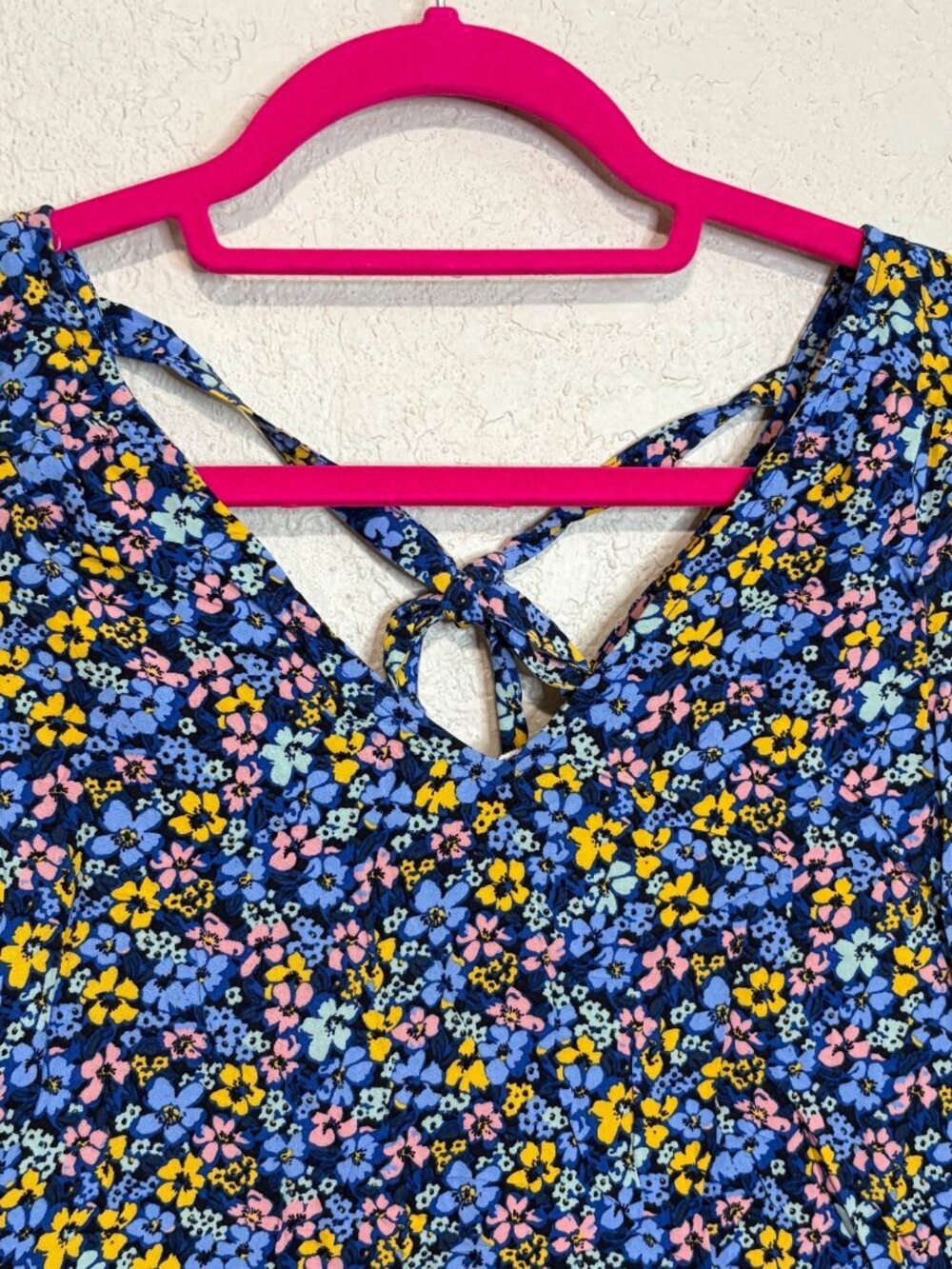 Gap Womens XS Floral Sleeveless Dress With Tie Back Blue Yellow Pink Lightweight - Picture 6 of 11